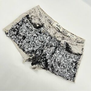 Daytrip Capricorn Silver Gray Distressed Acid WashedJean Shorts w/Distressed Hem